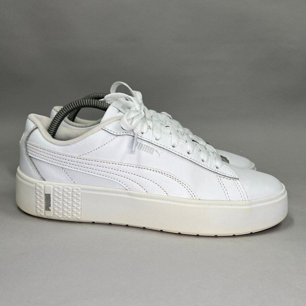 Puma Women's Size 10 Smash Platform v2 White Leather Sneakers